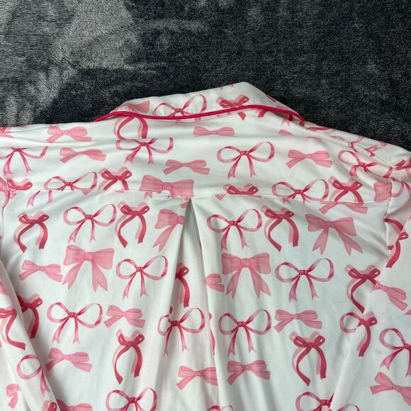 Benny + Co By KenzKustomz Bow Print Pajamas Two Piece AOP Long Sleeve Sz M - Picture 9 of 11